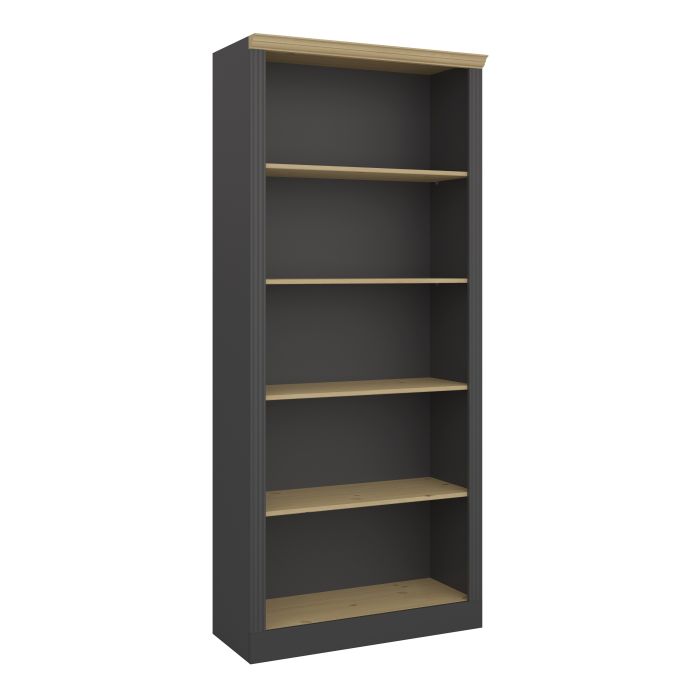 Nola 4 Shelf Bookcase Black & Pine - NIXO Furniture.com