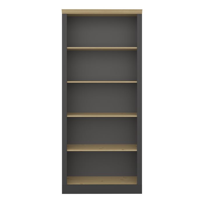 Nola 4 Shelf Bookcase Black & Pine - NIXO Furniture.com