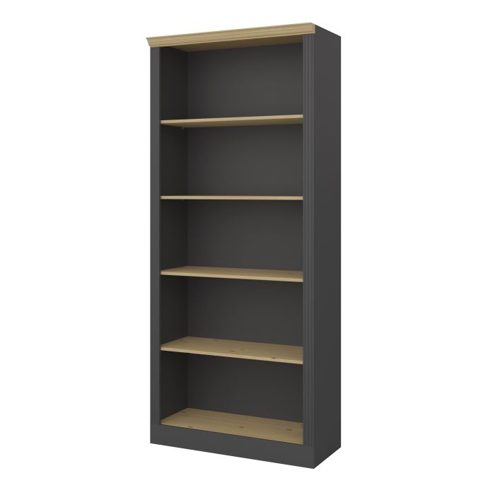 Nola 4 Shelf Bookcase Black & Pine - NIXO Furniture.com