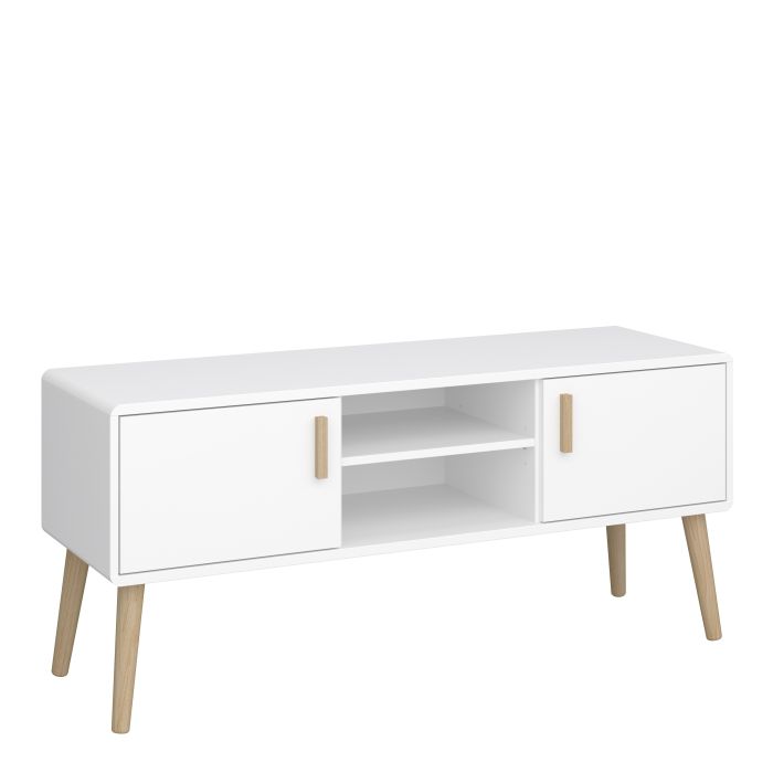 Pavona TV Table 2 Doors in Pure White - NIXO Furniture.com