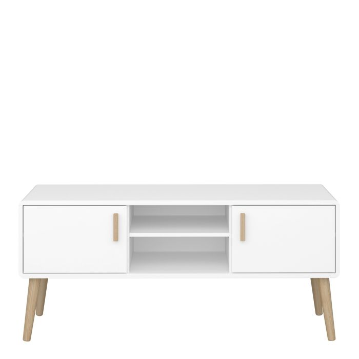 Pavona TV Table 2 Doors in Pure White - NIXO Furniture.com