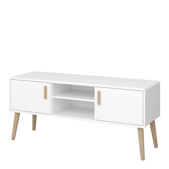 Pavona TV Table 2 Doors in Pure White - NIXO Furniture.com