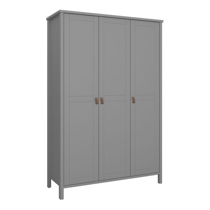 Tromso 3 Doors Wardrobe with Leather Handles - NIXO Furniture.com