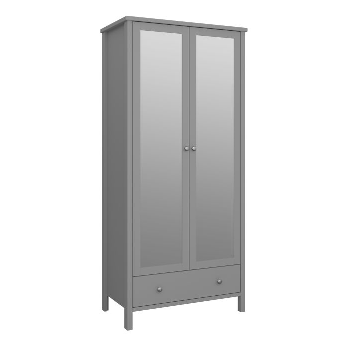 Tromso Wardrobe with 2 Mirror Doors 1 Drawer - NIXO Furniture.com