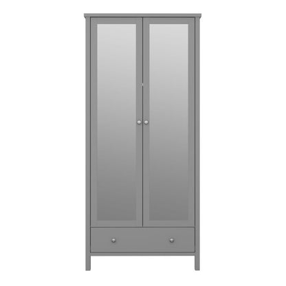 Tromso Wardrobe with 2 Mirror Doors 1 Drawer - NIXO Furniture.com