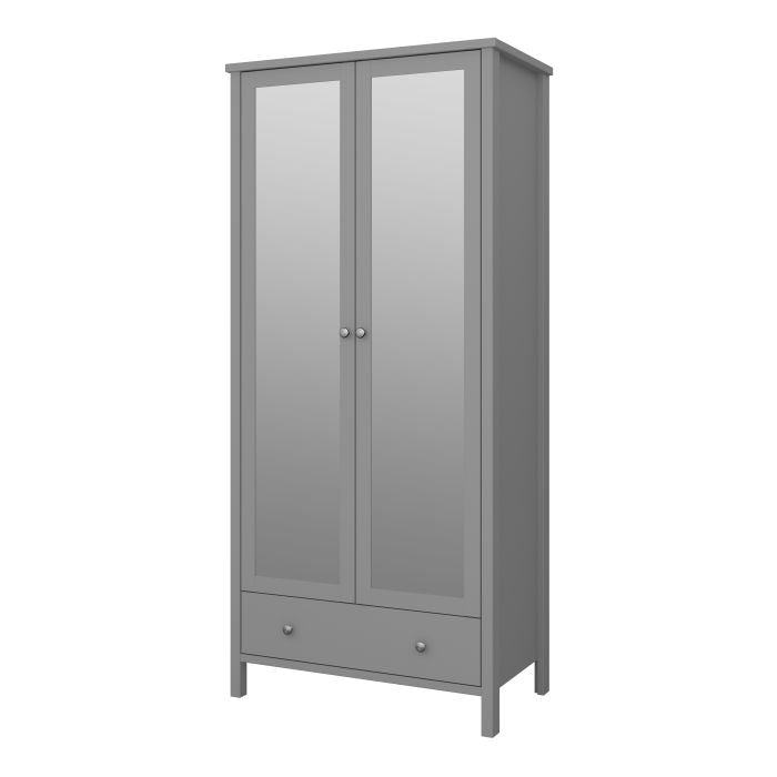 Tromso Wardrobe with 2 Mirror Doors 1 Drawer - NIXO Furniture.com