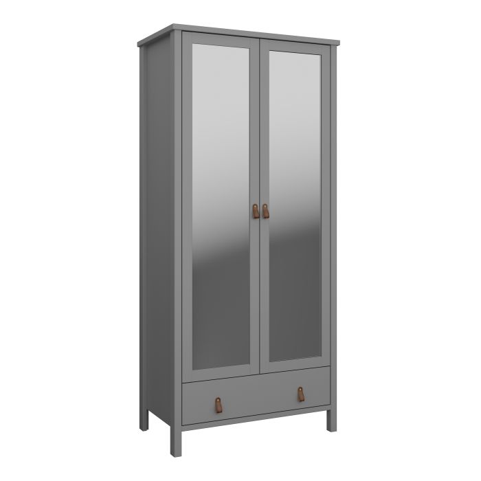 Tromso Wardrobe with 2 Mirror Doors 1 Drawer - NIXO Furniture.com