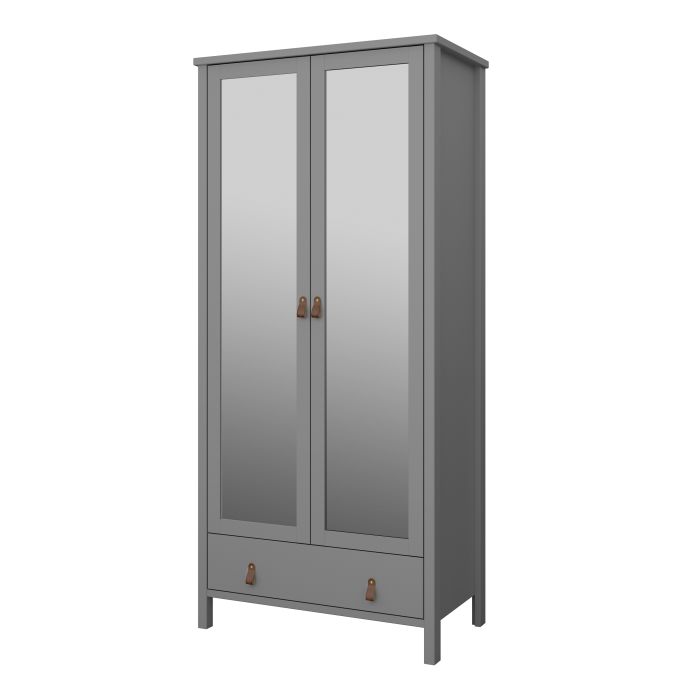 Tromso Wardrobe with 2 Mirror Doors 1 Drawer - NIXO Furniture.com