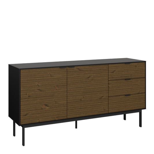 Soma Sideboard 2 Doors 3 Drawers in Granulated Black Brushed Espresso - NIXO Furniture.com