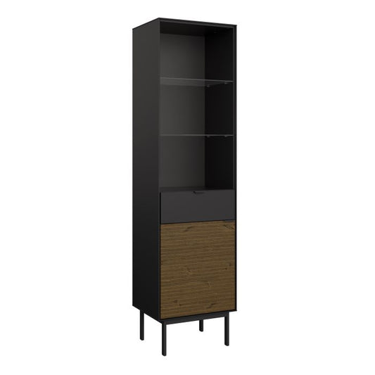 Soma Showcase 1 Door 1 Drawer in Granulated Black Brushed Espresso - NIXO Furniture.com