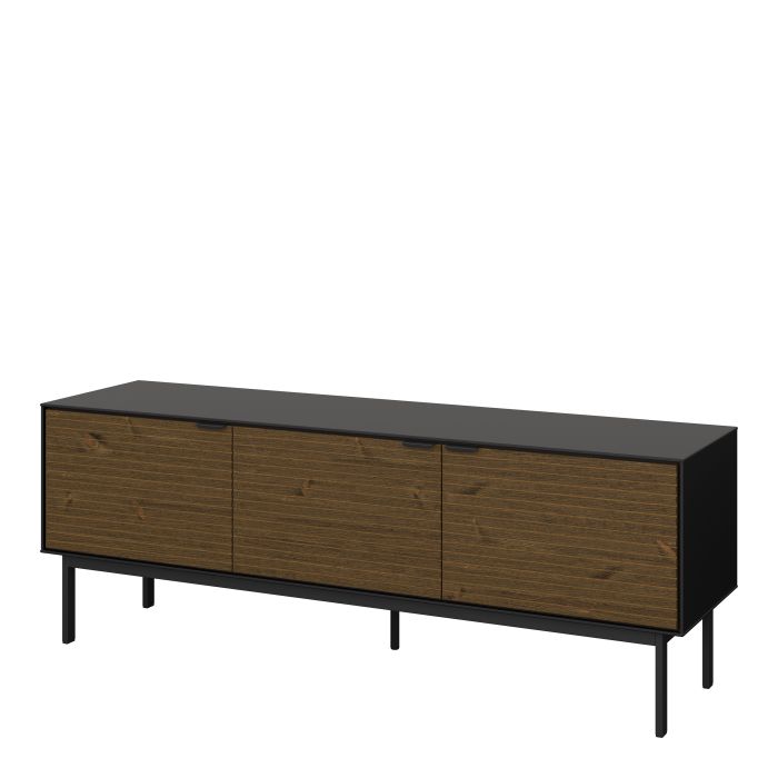 Soma TV Table 3 Doors in Granulated Black Brushed Espresso - NIXO Furniture.com