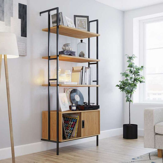 Hythe Wall Mounted 4 Shelf Bookcase With Door - NIXO Furniture.com