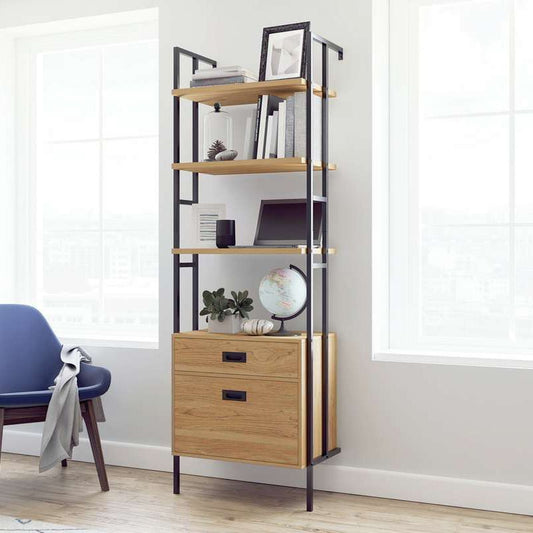 Hythe Wall Mounted 4 Shelf Bookcase With Drawers - NIXO Furniture.com
