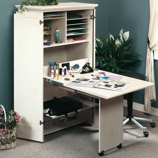 Hideaway Office/craft Station Antiqued White - NIXO Furniture.com