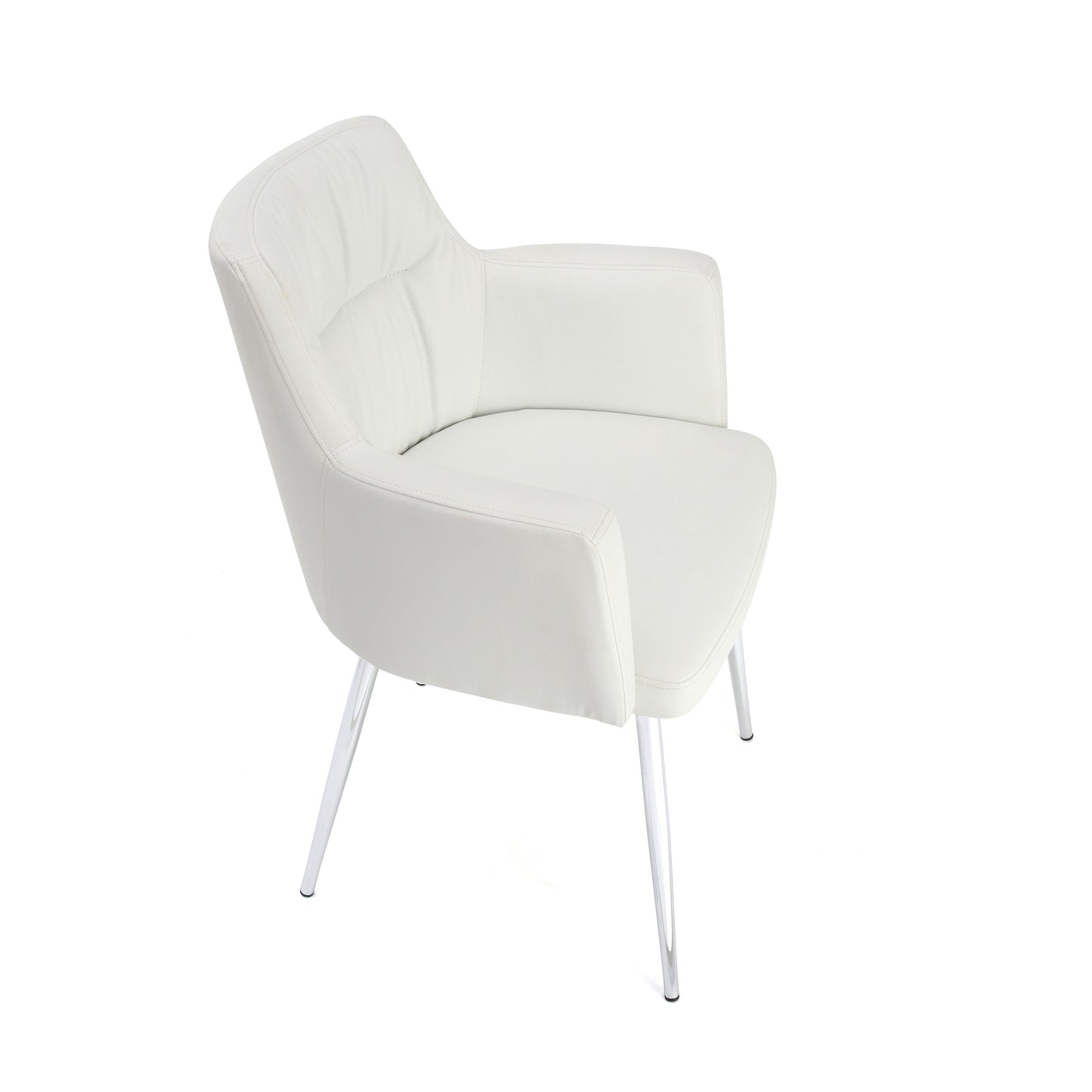White Leather Effect Chair With Chrome Legs - NIXO Furniture.com