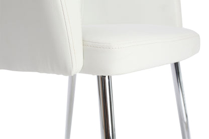 White Leather Effect Chair With Chrome Legs - NIXO Furniture.com