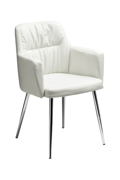 White Leather Effect Chair With Chrome Legs - NIXO Furniture.com
