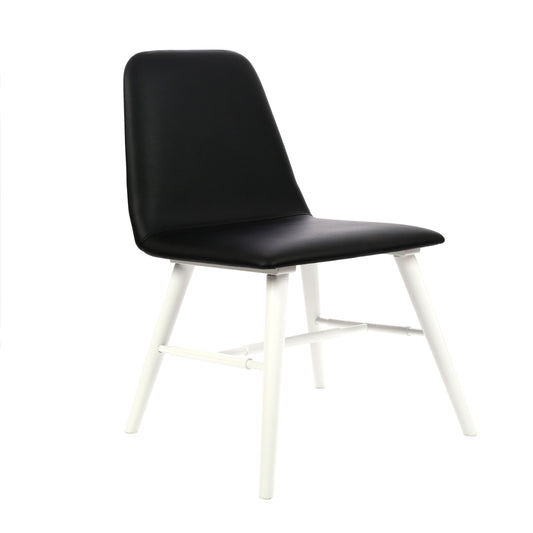 Black Leather Effect Dining Chair With White Legs - NIXO Furniture.com