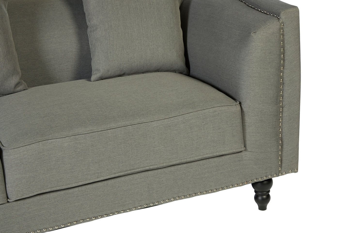 Feya Upholstered Three Seater Grey Fabric Sofa - NIXO Furniture.com