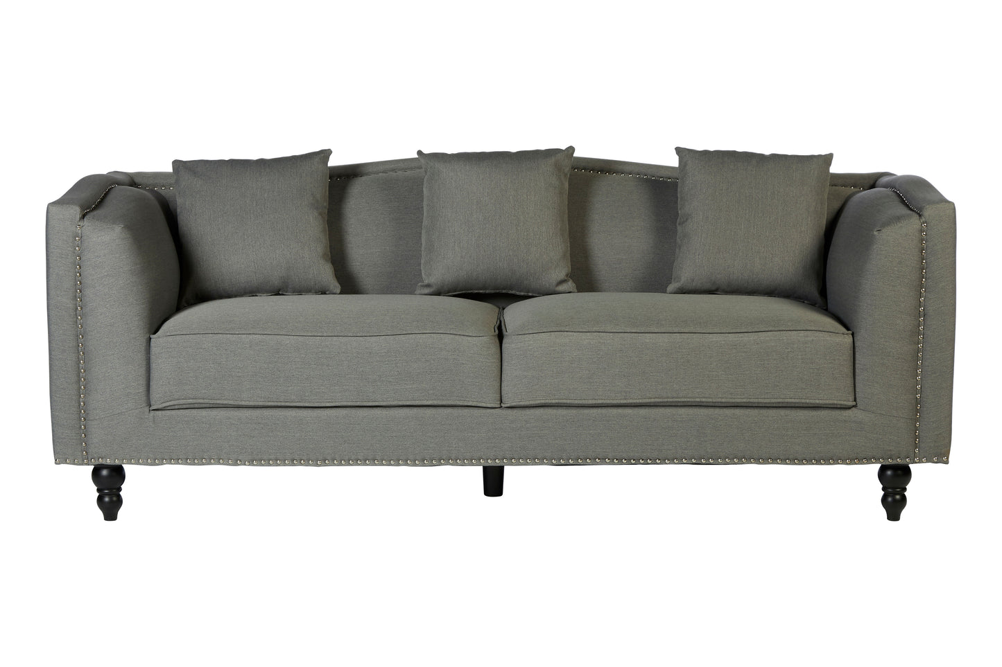 Feya Upholstered Three Seater Grey Fabric Sofa - NIXO Furniture.com