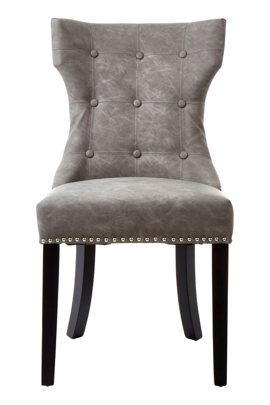 Daxton Grey Leather Effect Dining Chair - NIXO Furniture.com