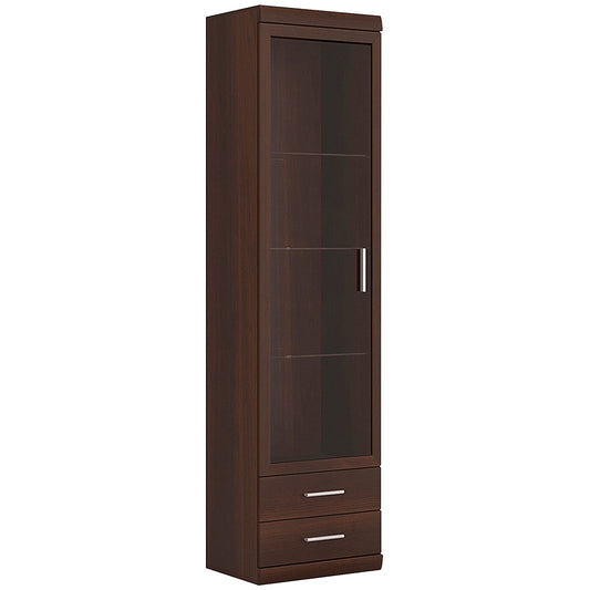 Imperial Tall Glazed 1 Door 2 Drawer Narrow Cabinet in Dark Mahogany Melamine - NIXO Furniture.com