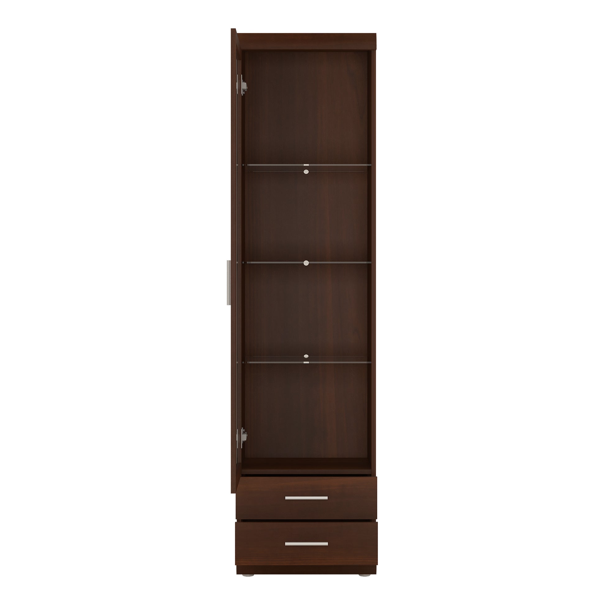 Imperial Tall Glazed 1 Door 2 Drawer Narrow Cabinet in Dark Mahogany Melamine - NIXO Furniture.com