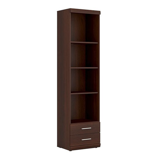 Imperial Tall 2 Drawer Narrow Cabinet with Open Shelving in Dark Mahogany Melamine - NIXO Furniture.com