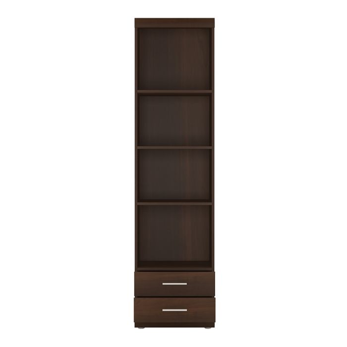 Imperial Tall 2 Drawer Narrow Cabinet with Open Shelving in Dark Mahogany Melamine - NIXO Furniture.com