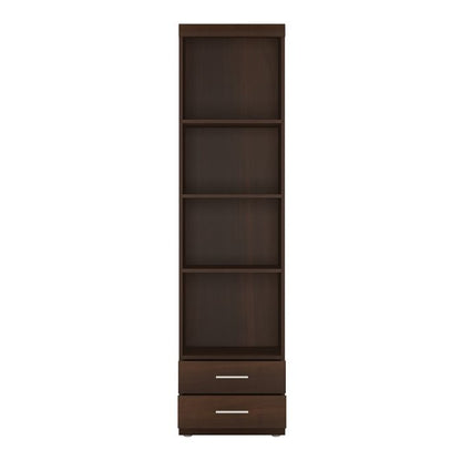 Imperial Tall 2 Drawer Narrow Cabinet with Open Shelving in Dark Mahogany Melamine - NIXO Furniture.com