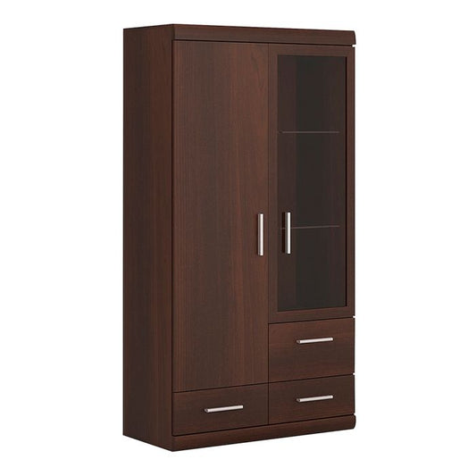 Imperial 2 Door 3 Drawer Glazed Display Cabinet in Dark Mahogany Melamine - NIXO Furniture.com