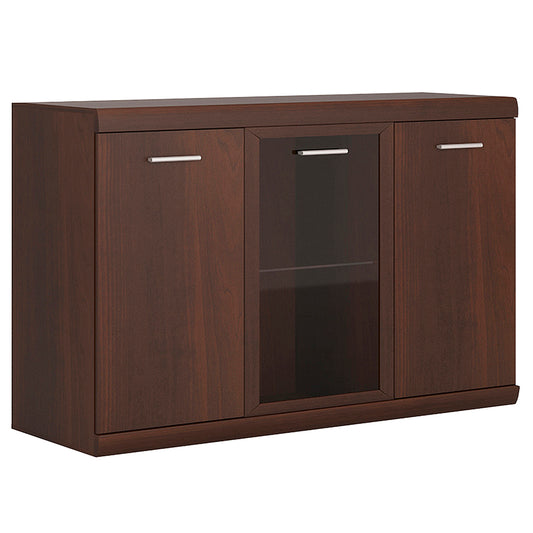 Imperial 3 Door Glazed Sideboard in Dark Mahogany Melamine - NIXO Furniture.com