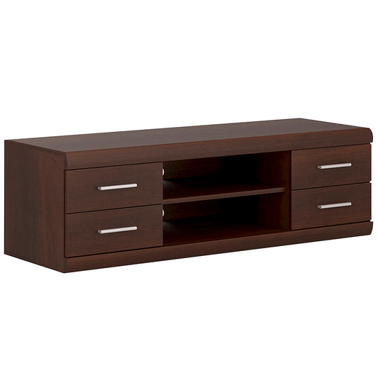 Imperial Wide 4 Drawer TV Cabinet in Dark Mahogany Melamine - NIXO Furniture.com