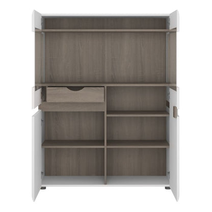 Chelsea Living Low Display Cabinet 109cm Wide in White with a Truffle Oak Trim - NIXO Furniture.com