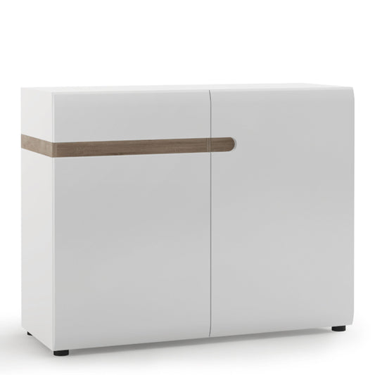 Chelsea Living 1 Drawer 2 Door Sideboard in White with a Truffle Oak Trim - NIXO Furniture.com