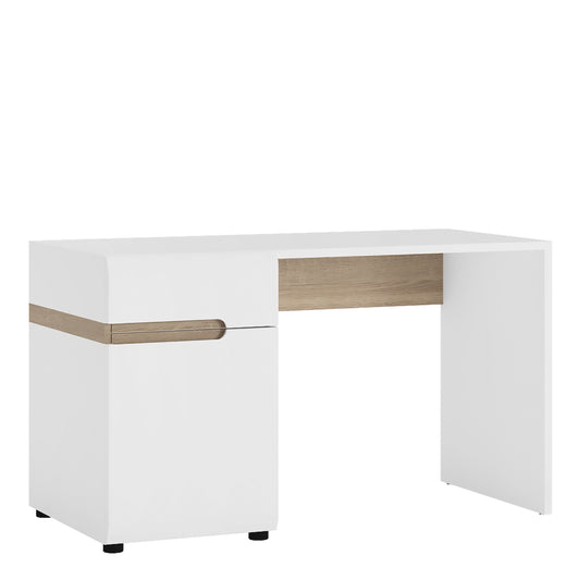 Chelsea Bedroom Desk/Dressing Table in White with a Truffle Oak Trim - NIXO Furniture.com
