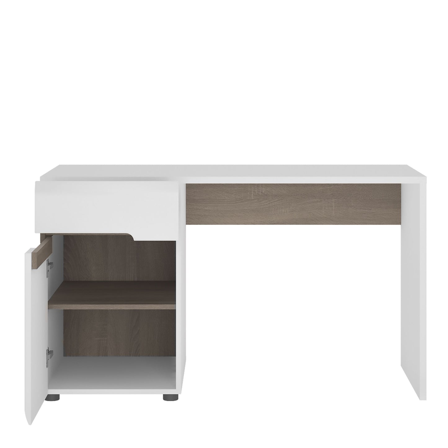 Chelsea Bedroom Desk/Dressing Table in White with a Truffle Oak Trim - NIXO Furniture.com