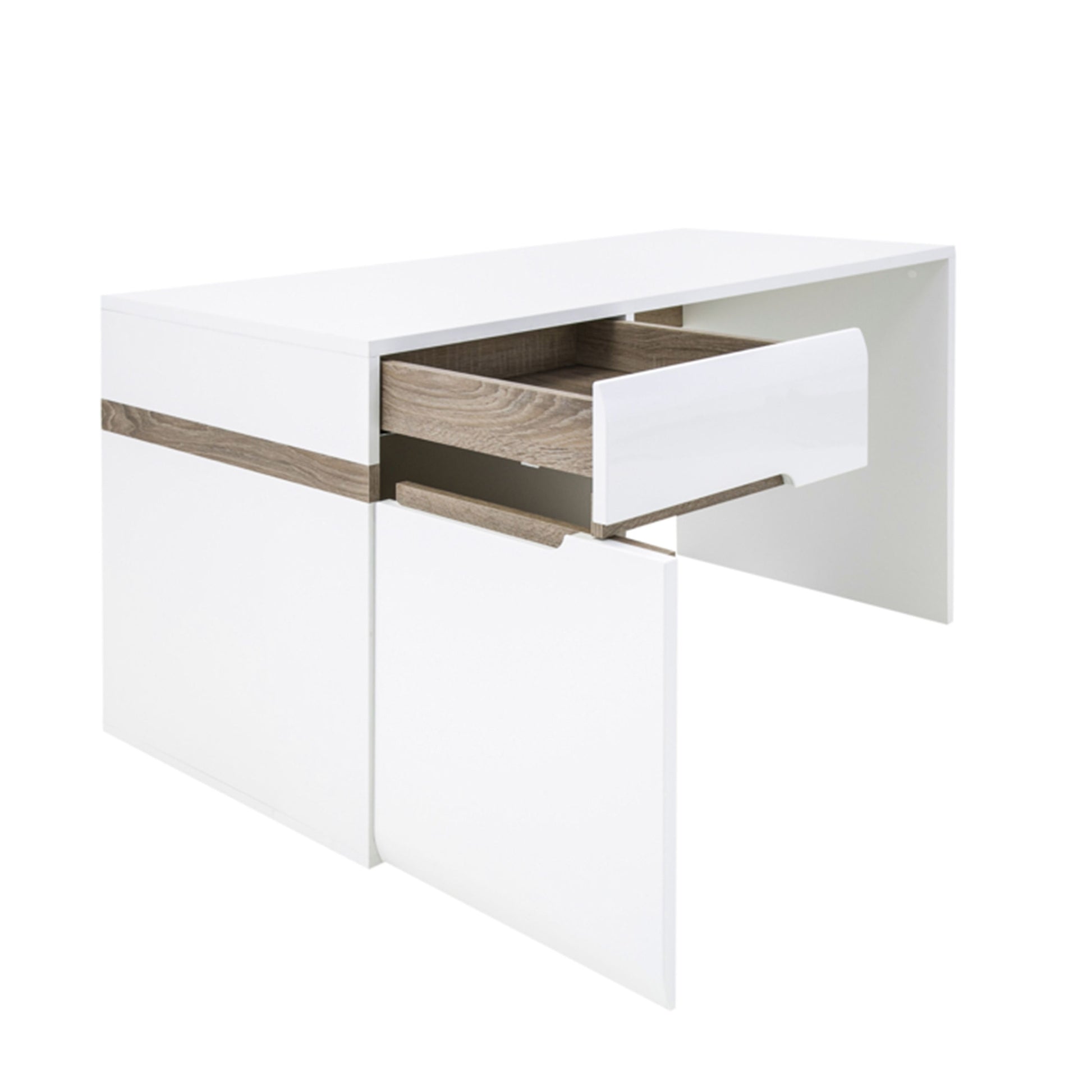 Chelsea Bedroom Desk/Dressing Table in White with a Truffle Oak Trim - NIXO Furniture.com