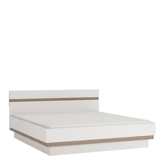 Chelsea Bedroom Kingsize Bed in White with a Oak Trim with Lift Up Function - NIXO Furniture.com
