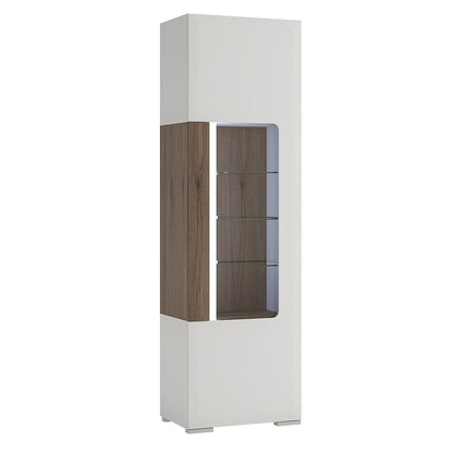 Toronto Tall Narrow Glazed Display Cabinet with Internal Shelves (inc. Plexi Lighting) - NIXO Furniture.com