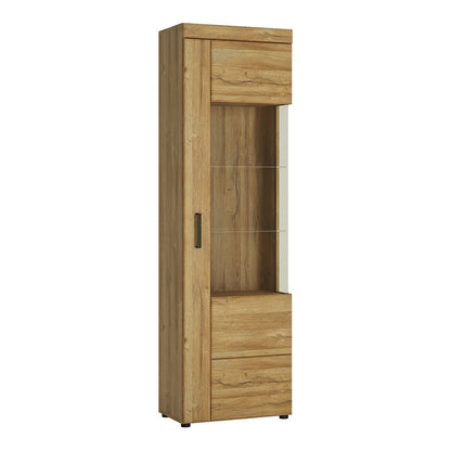 Cortina Tall Glazed Display Cabinet in Grandson Oak - NIXO Furniture.com