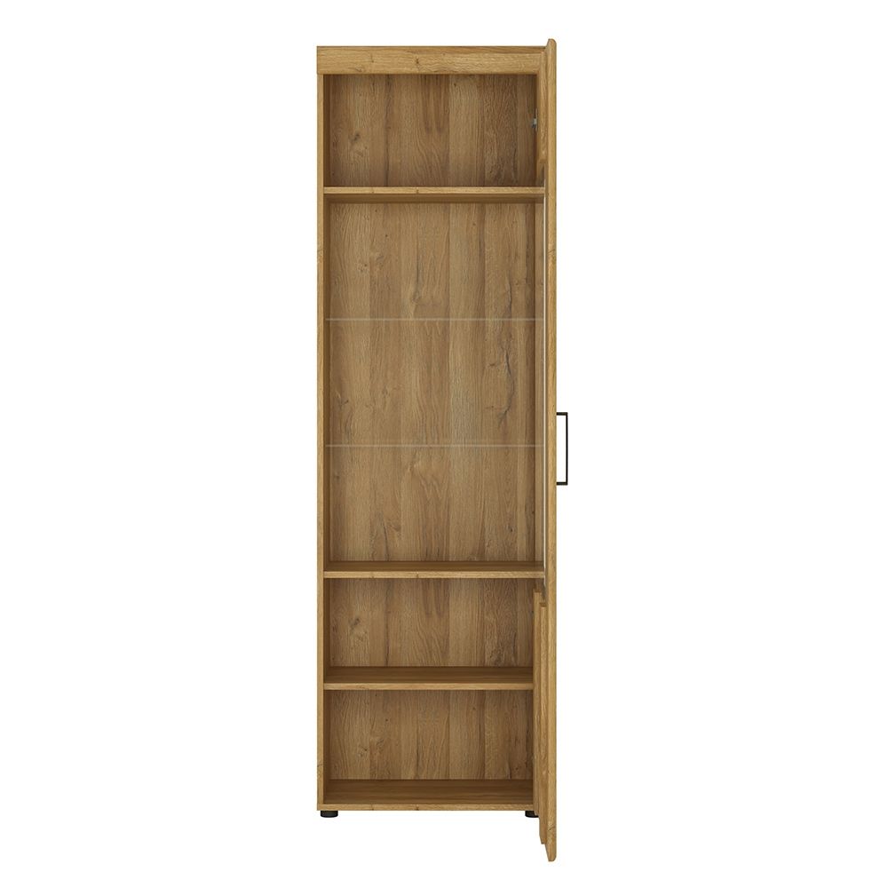 Cortina Tall Glazed Display Cabinet in Grandson Oak - NIXO Furniture.com