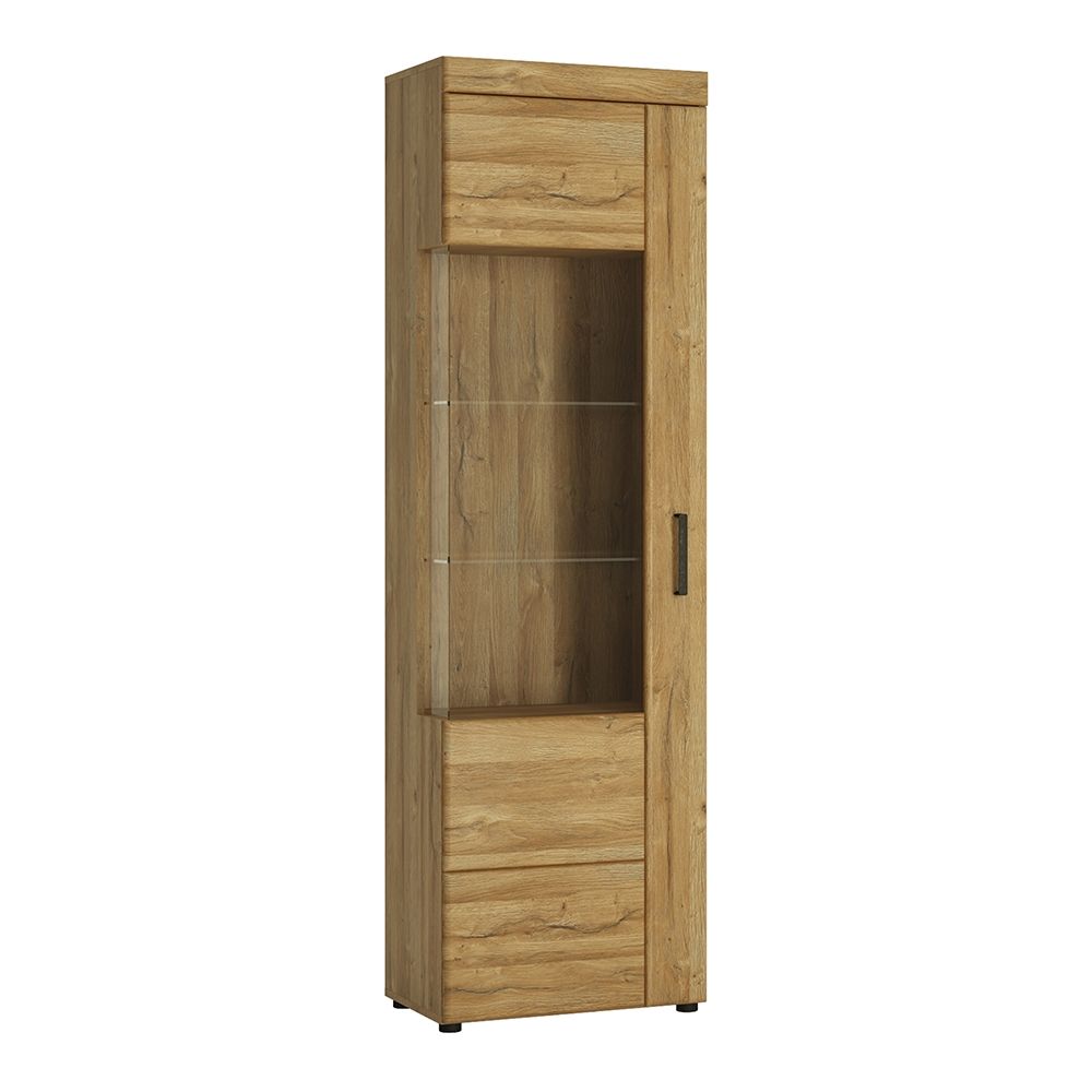 Cortina Tall Glazed Display Cabinet in Grandson Oak - NIXO Furniture.com