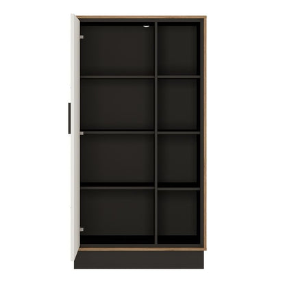 Brolo Wide 1 Door Bookcase With the Walnut and Dark Panel Finish - NIXO Furniture.com