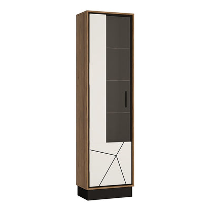 Brolo Tall Glazed Display Cabinet With the Walnut and Dark Panel Finish - NIXO Furniture.com