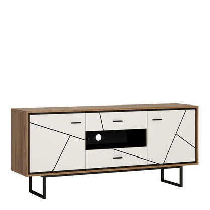 Brolo 2 Door 2 Drawer TV Unit With the Walnut and Dark Panel Finish - NIXO Furniture.com