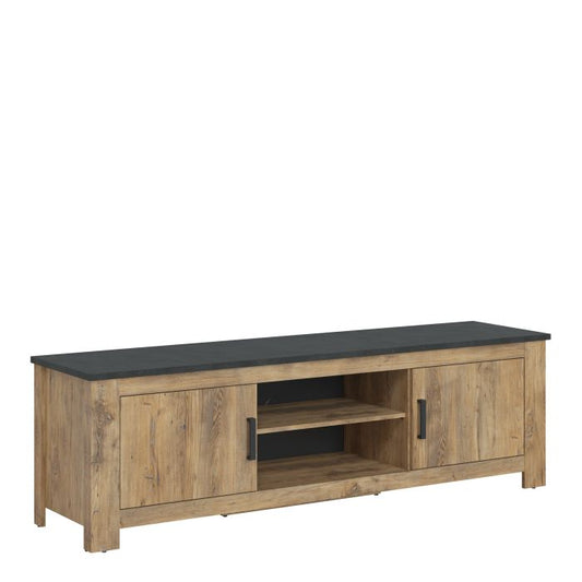 Rapallo 2 Door 189cm wide TV Cabinet in Chestnut and Matera Grey - NIXO Furniture.com