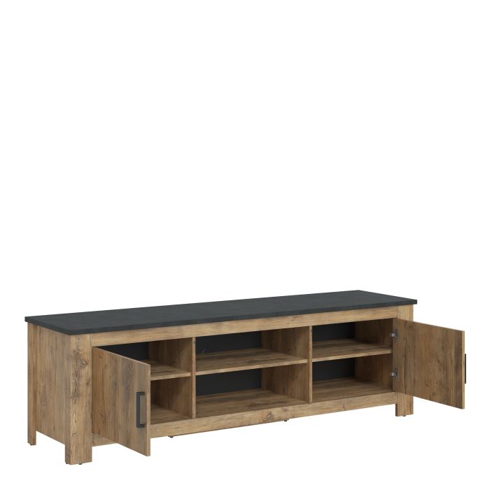 Rapallo 2 Door 189cm wide TV Cabinet in Chestnut and Matera Grey - NIXO Furniture.com