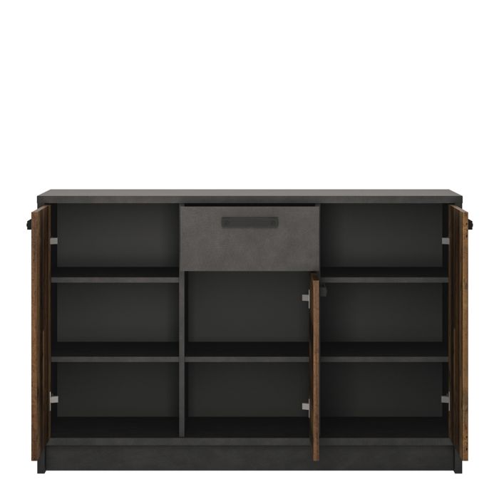 Brooklyn Cabinet with 3 Doors and 1 Drawer in Walnut and Dark Matera Grey - NIXO Furniture.com
