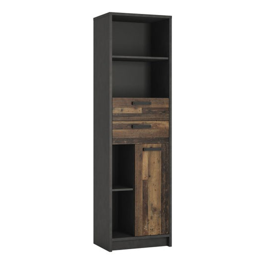 Brooklyn Bookcase in Walnut and Dark Matera Grey - NIXO Furniture.com